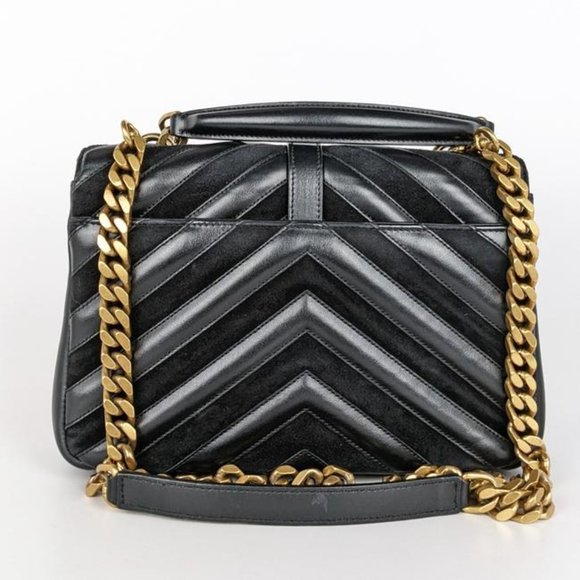 SOLDSaint Laurent Monogram College Medium Black Suede Leather Satchel - Picture 2 of 8